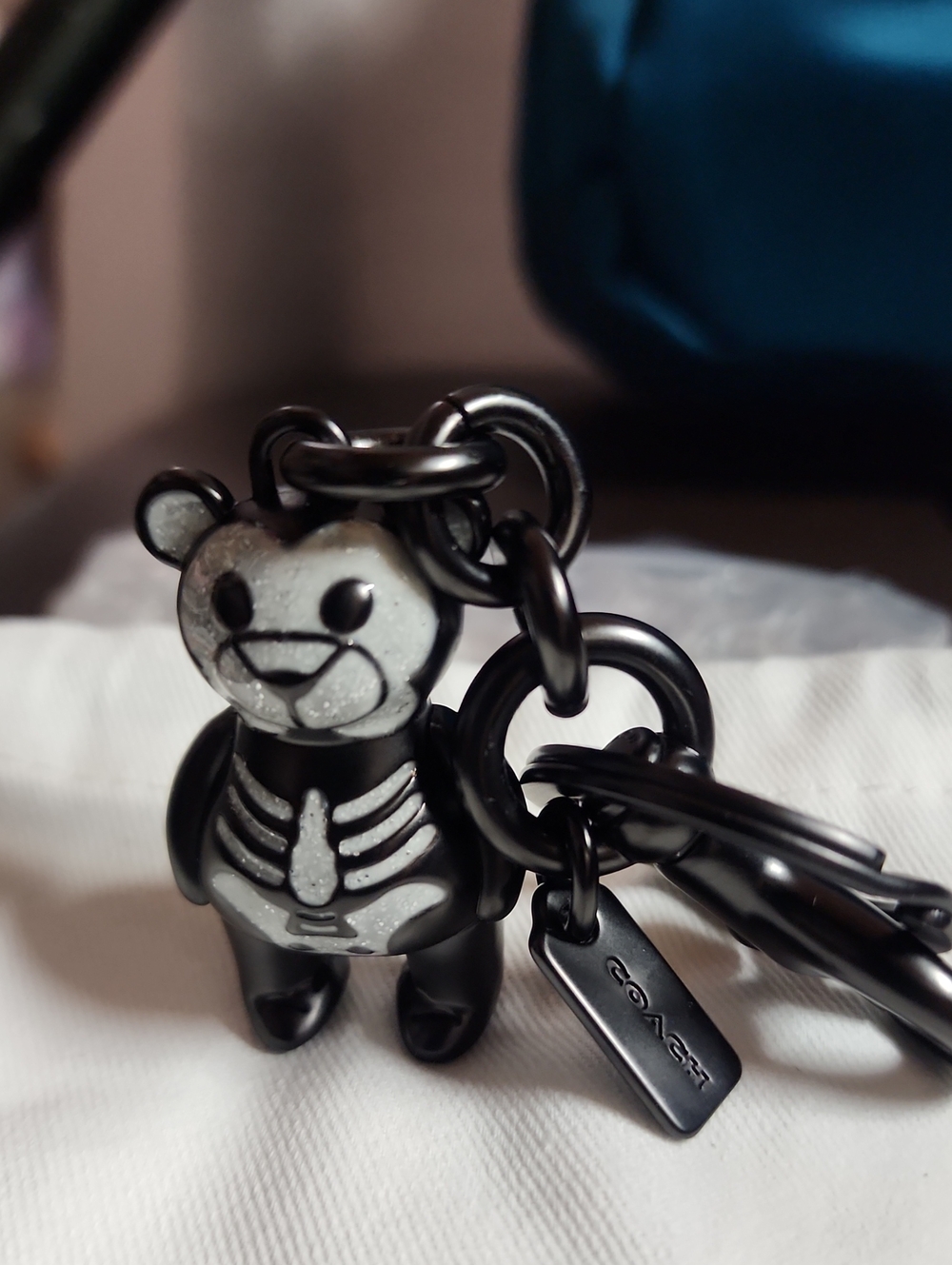Coach Skeleton Bear Charm/Keychain W/ Dog Clip New With Dusty